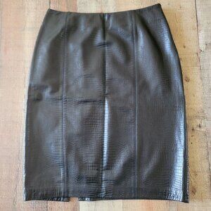 Linda Allard Ellen Tracy Black Leather Skirt